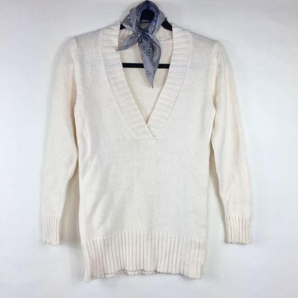 VTG FADED GLORY GIRLS VNECK CABLE KNIT CREME SWEATER XL 14/16 - Picture 1 of 8